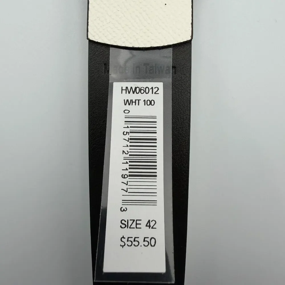 Callaway Golf Belt Mens Size 42 White Textured Faux Leather Silver Buckle NWT